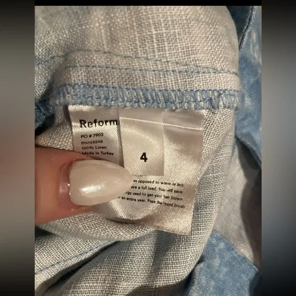 New! Reformation Mara 2–Piece Set Tie Dye Linen Cropped Top & Wide Leg 🩵 size 4 - Picture 16 of 16